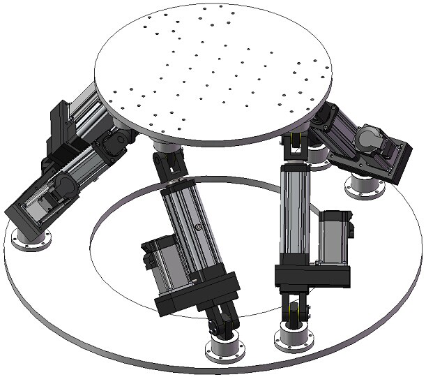 六自由度機(jī)械平臺(tái)的設(shè)計(jì)制作，包含電動(dòng)缸的設(shè)計(jì)